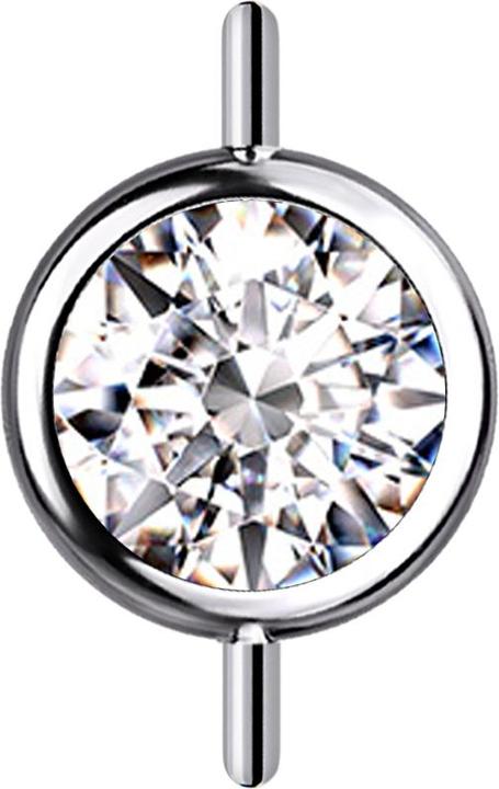 Actual product image Star Piercing Threadless connector cylinder silver front with crystal silver (without brass, Titanium G23)
