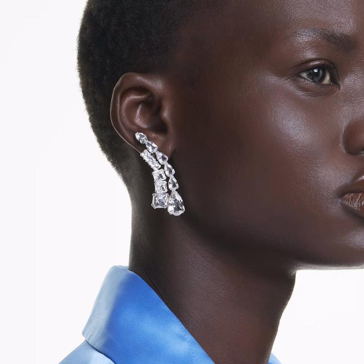 Actual product image Swarovski Matrix Drop Earrings Various Cuts White (Swarovski Metal)