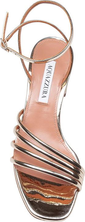 Actual product image Aquazzura latour sandal 50 in laminated leather color light gold (38)