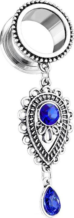 Star Piercing Flesh Tunnel Anhänger Tropfen mit Kristall (Messing, Chirurgenstahl 316L)