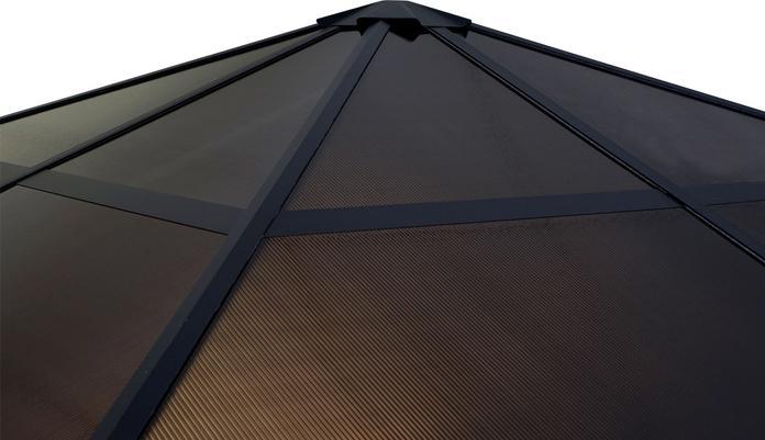 Produktbild Swisshandel24 Hardtop Pergola Garten Pavillon, Kunststoff-Dach Seitenwand Alu hellgrau 3x3m - 27113 (300 cm, 300 cm)