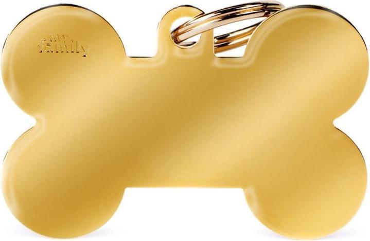 Myfamily Bone Golden Brass ID-Hundetag gold, 4.8x3.1cm (1 Stk) (XL, Hund, Hundesport)