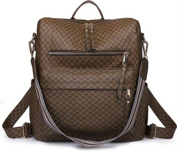 Only-Bags.Store Borsa zaino retrò, borsa a tracolla a due vie con tracolla Boho, zaino scuola in pelle vegana