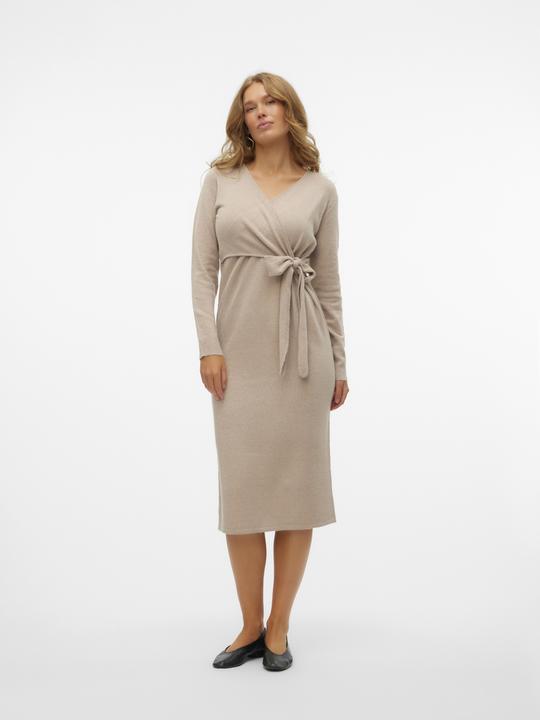Actual product image Mamalicious Regular fit V-neckline Ribbed cuffs Narrow sleeves Midi dress Knitted dress (XL)