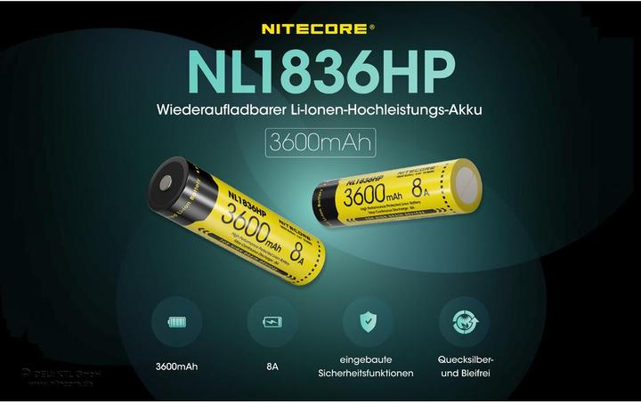 Immagine prodotto Nitecore Batteria Li-Ion 18650 - 3600mAh - NL1836HP
