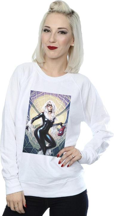 Actual product image Womens/Ladies Black Cat Artwork Sweatshirt (L)