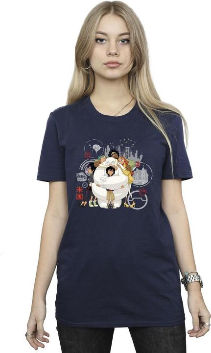 Actual product image Disney Womens/Ladies Big Hero 6 Baymax Group Hug Cotton Boyfriend T-Shirt (L)