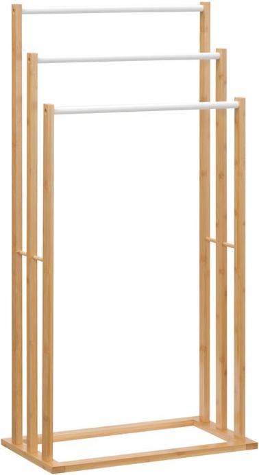 Swisshandel24 Towel rail Free-standing towel rail with 3 rods Bath towel rail without drilling Bamboo natural 4