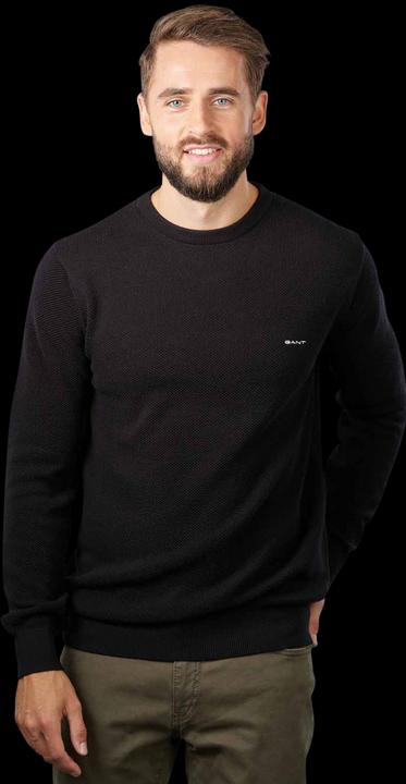 Immagine prodotto GANT Cotton Pique Pullover Crew Neck Black (S, L, 3XL)