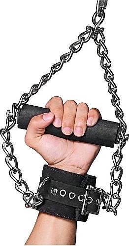 Actual product image XR Brands Fur Lined Nubuck Leather Suspension Cuffs with Grip