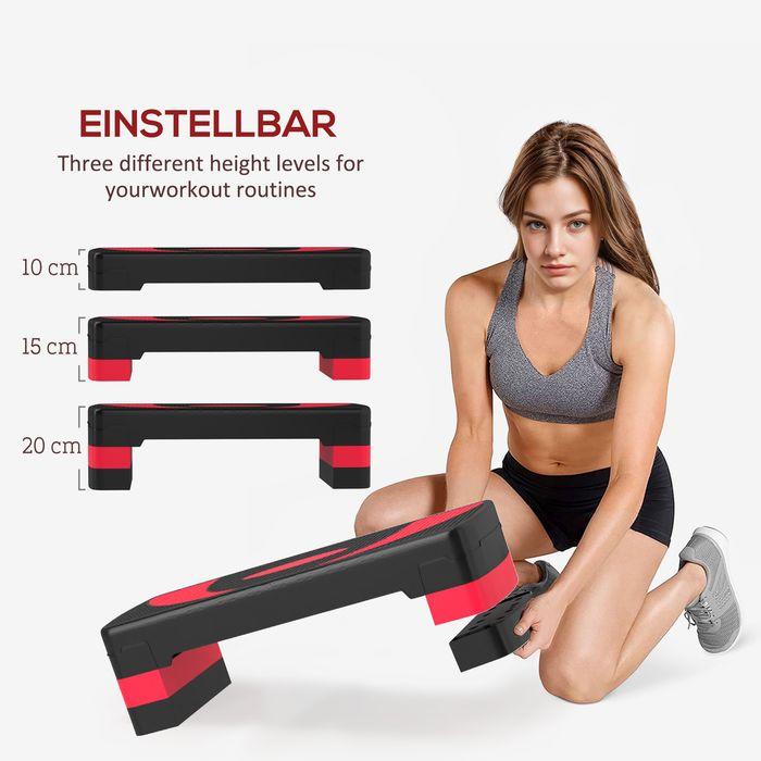 Image du produit Swisshandel24 Steppbrett Aerobic-Stepper höhenverstellbar mit 3 Stufen (10/15/20 cm) Rot