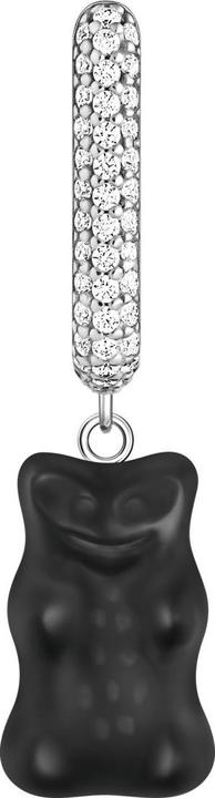 Thomas Sabo Einzel-Creole mit schwarzem Goldbären-Anhänger in Midiversion und Steinen (925 Sterlingsilber)