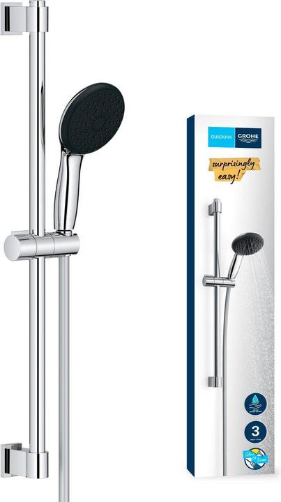 Actual product image Grohe Vitalio Start 110 QuickFix Brausestangenset, kleben oder bohren, Länge 600mm, wassersparend, 3 Strah