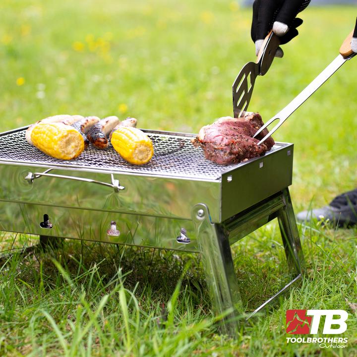 Image du produit Toolbrothers Outdoor Multitool Grill, couverts de barbecue en acier inoxydable avec fourchette