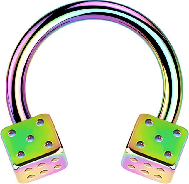 Produktbild Star Piercing Micro Circular Barbell farbig mit zwei Würfel (Chirurgenstahl 316L, ohne Messing)