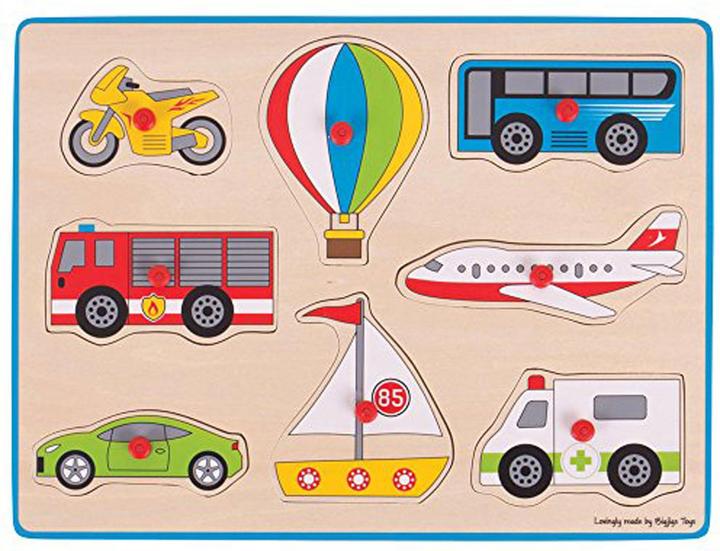 Produktbild Bigjigs Holzständer Puzzle Fahrzeuge (8 Teile)