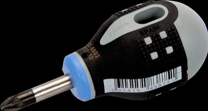 Actual product image Bahco ERGO Pozidriv screwdriver with short rubber handle, PZ1 x 25 mm (Pozidriv cross recess (PZ))