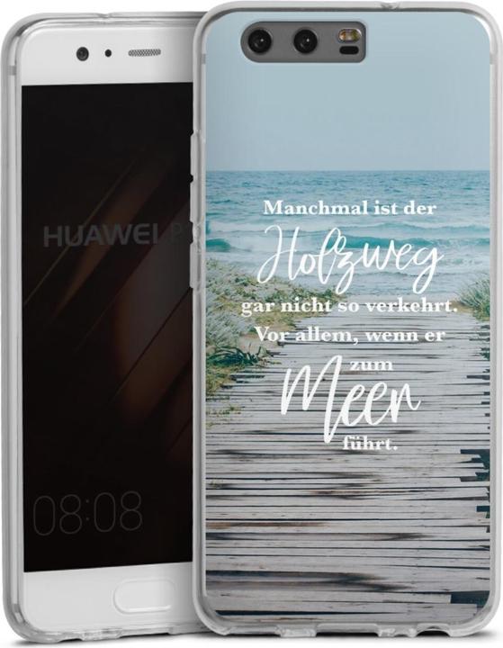 Actual product image DeinDesign Silikon Hülle für Huawei P10 Handyhülle Case Smartphone Schutzhülle Spruch Statement Strand (Huawei P10)