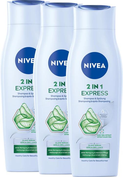 NIVEA 2in1 Express Shampoo & Spülung Trio (750 ml, Flüssiges Shampoo)