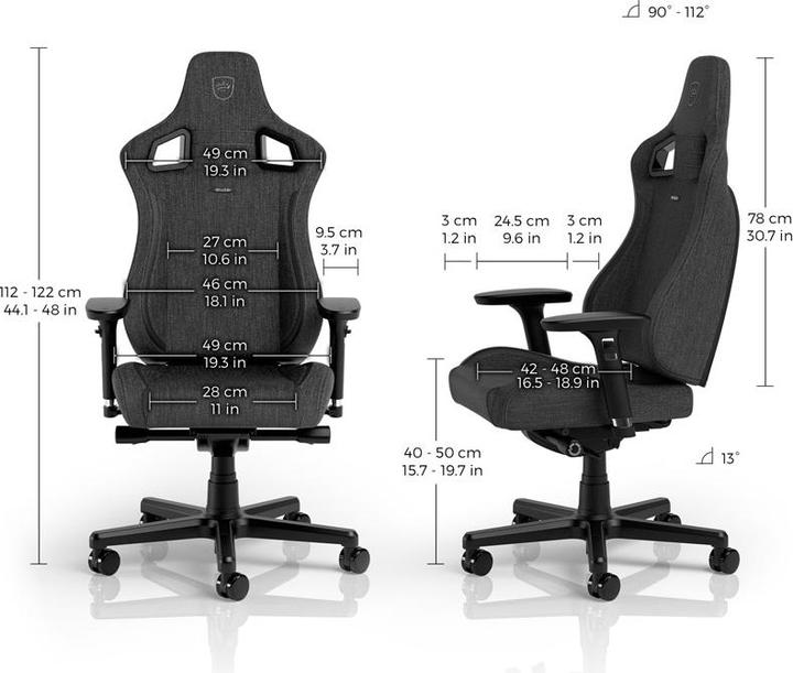 Image du produit noblechairs Chaise de jeu EPIC Compact TX - anthracite/carbone