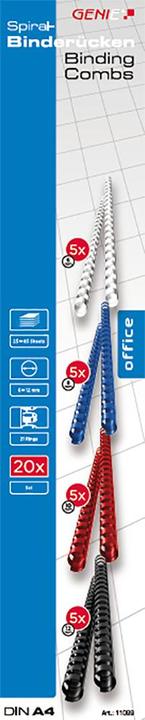 Genie Spiral Binder Spine Set 20 Pack