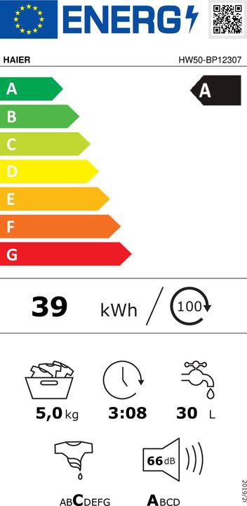 Label énergétique Haier HW50-BP12307-S (5 kg, Gauche, Prise UE)