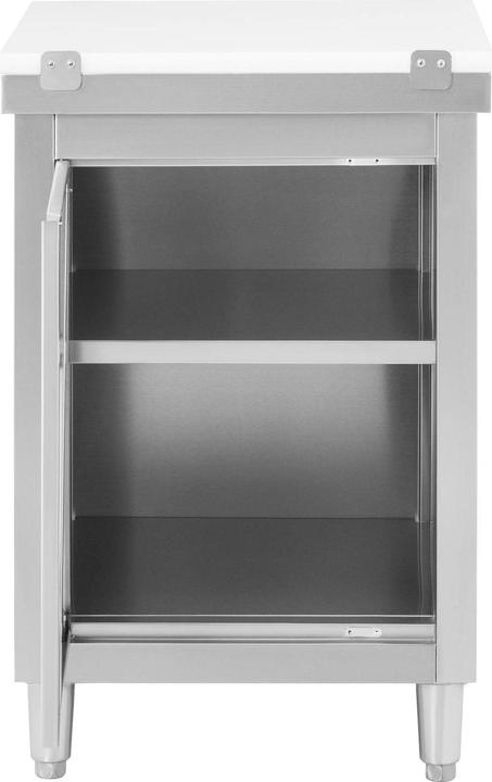 Actual product image Royal Catering Stainless Steel Kitchen Prep Table - 60 x 60 cm - 500 kg load capacity - incl. cutting board - (60 cm, 93.50 cm)