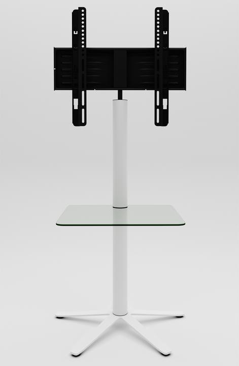 Image du produit VCM Pied TV Alu Xila avec étagère intermédiaire en verre (61 x 61 x 100 cm)