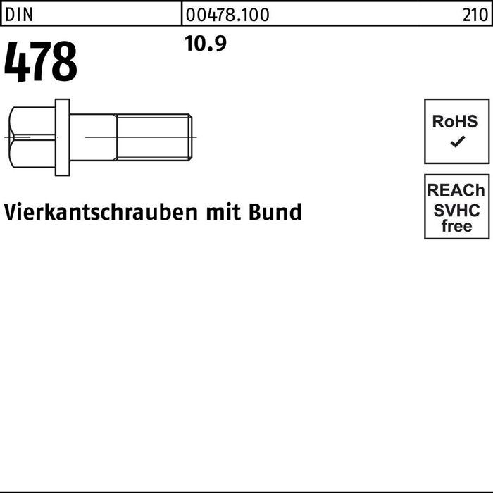 Produktbild Vierkantschraube DIN 478 m.Bund M 8 x 30 10.9 (50 Schrauben pro Stück)