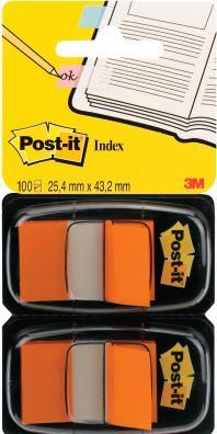 Image du produit Post-it Index des marqueurs adhésifs 25,4x43,2mm Jeu de 2 orange transparent + Distributeur (25 x 43 mm)