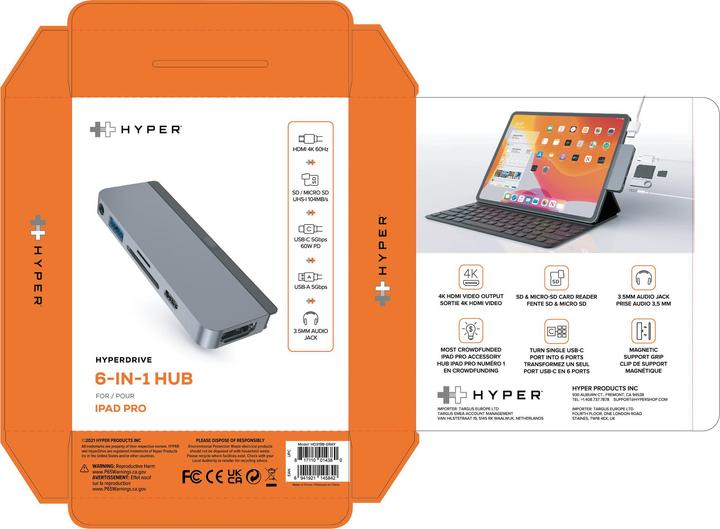 Produktbild Hyperdrive 6-in-1 (USB-C, 6 Ports)