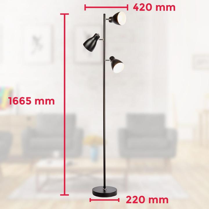 Immagine prodotto B.K.Licht Lampada da terra, nera, 3xE27 escl. (E27)