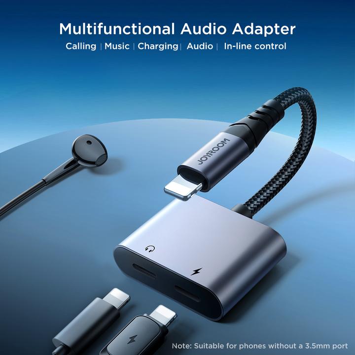 Immagine prodotto Joyroom Adattatore audio 2-in-1 da Lightning a Lightning doppio - Nero (Lightning, Lightning)