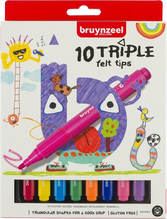 Actual product image Bruynzeel Kids Triple Felt Pen (Multicoloured, 10 x)