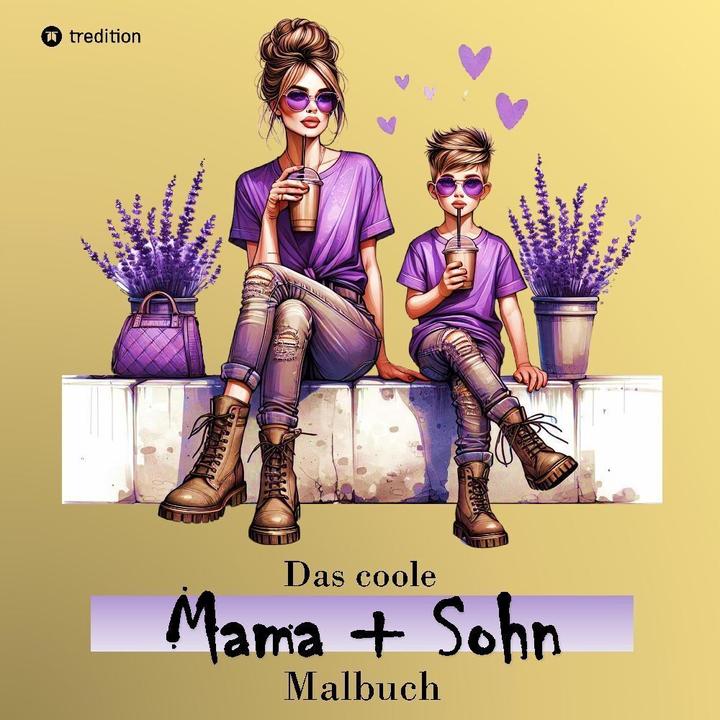 Actual product image Das coole Mama und Sohn Malbuch - Anti-Stress Ausmalbilder - Geschenkidee Mutter Mamas Familie