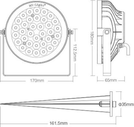 Image du produit Milight Spot de jardin à LED RGBW sans fil 25W (2100 lm, IP66)