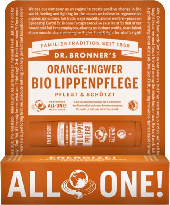 Actual product image Dr. Bronner's Lip Balm Orange-Ginger (Balm, 4 ml)