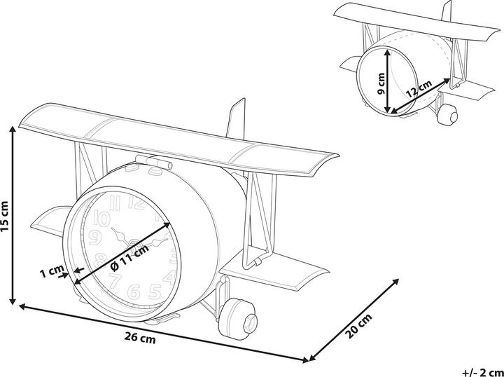 Produktbild Beliani Tischuhr silber Flugzeugsform 15 cm STANS