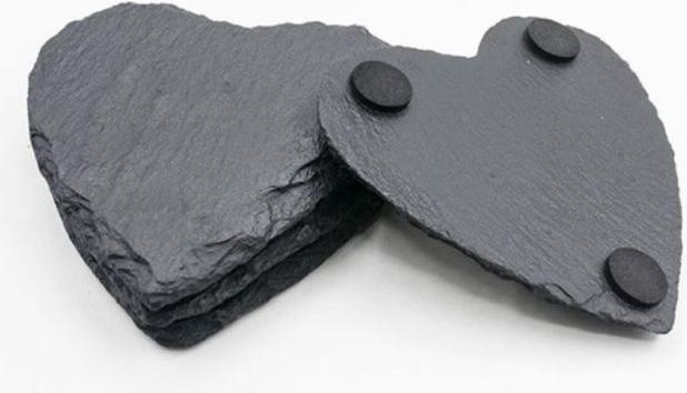 Actual product image MU Style Slate Coaster in Heart Shape (4 x, Glass coaster)