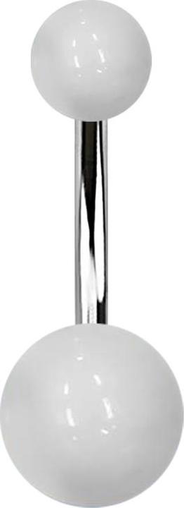 Actual product image Star Piercing Banana silver with two balls white (Acrylic, without brass, Surgical steel 316L)