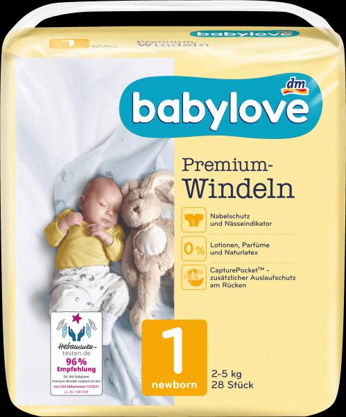 Immagine prodotto dm babylove Pannolini premium (Dimensione 1, Pacco trasportabile, 28 Pezzo/i)