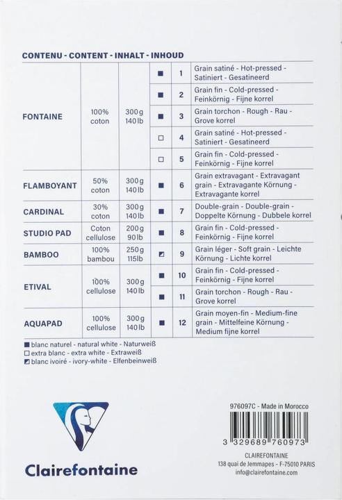 Produktbild Clairefontaine Aquarellpapier (300 g/m², 12 x)