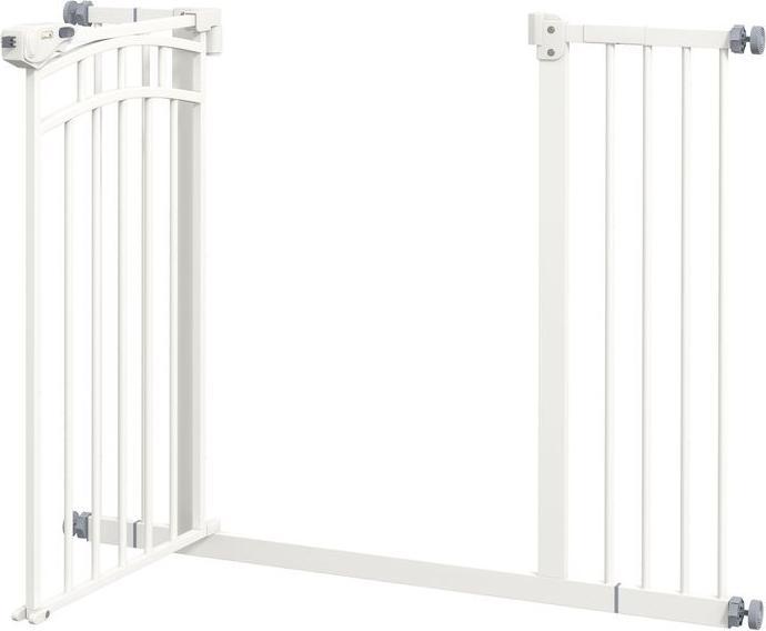 Produktbild Swisshandel24 Hunde Türgitter, 74-100 cm, Absperrgitter mit automatisch schliessender Tür, ohne Bohren für kleine/ (74 cm)