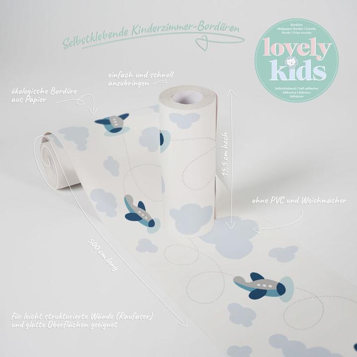 Image du produit A.S. Création Lovely Kids Chambre d'enfant Cute Planes avec des avions (15 x 500 cm)