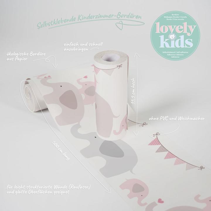Produktbild A.S. Création Lovely Kids Kinderzimmer Elephant Party mit süssen Elefanten (15 x 500 cm)