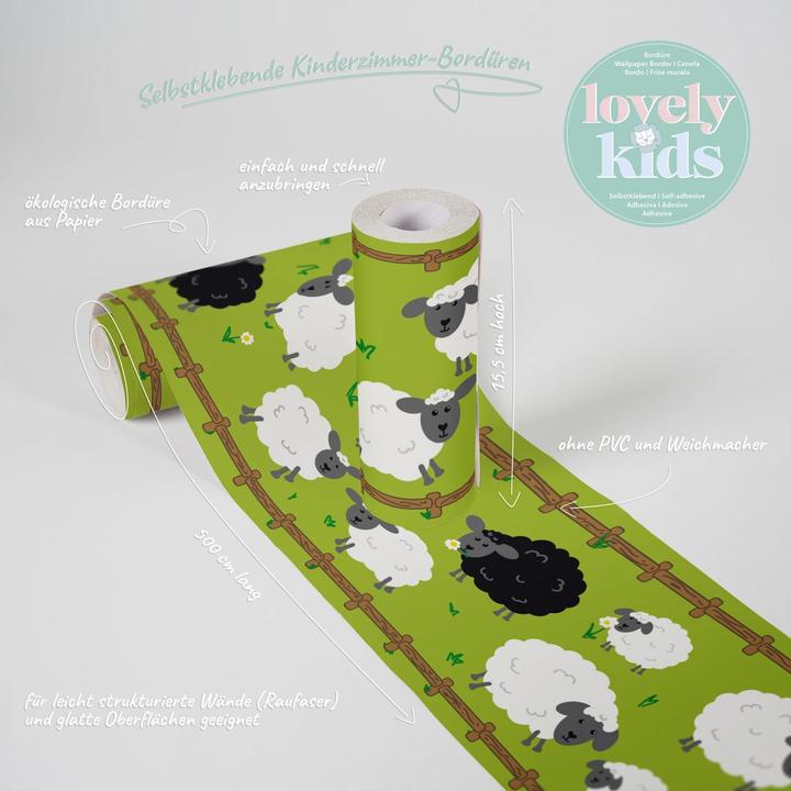 Immagine prodotto A.S. Création Bella Kids Nursery Sheep Family con pecore carine (15 x 500 cm)