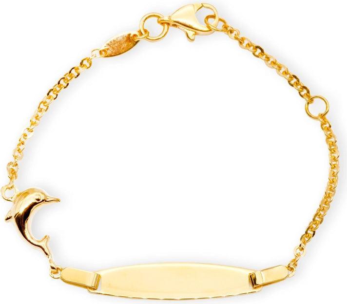 JGZ ID-Bracelet Delfin mit Gravur (14 cm, 9 Karat Gelbgold 375)