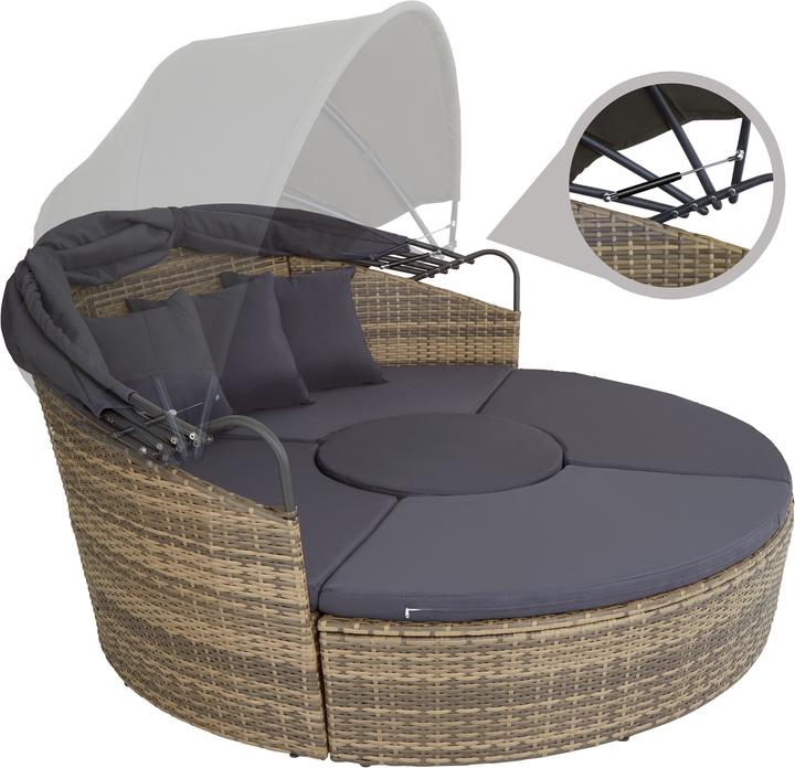 Produktbild tectake Sonneninsel Rattan mit Aluminiumgestell und Sonnendach