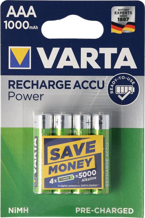 Varta Recharge Accu Power (4 Stk., AAA, 1000 mAh)