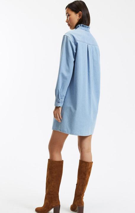 Actual product image La Redoute Collections Short denim dress with frill collar (38)